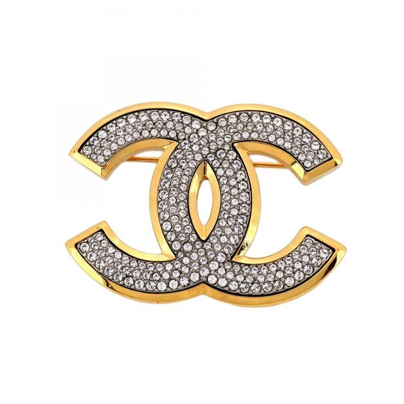 CHANEL Gold Logo Brooch - Picture 1 of 11